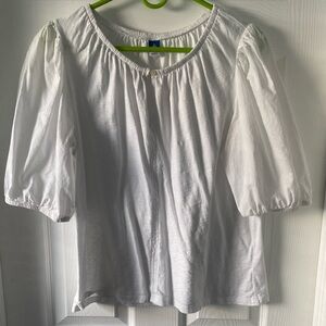 Old Navy White Blouse with Puff Sleeves